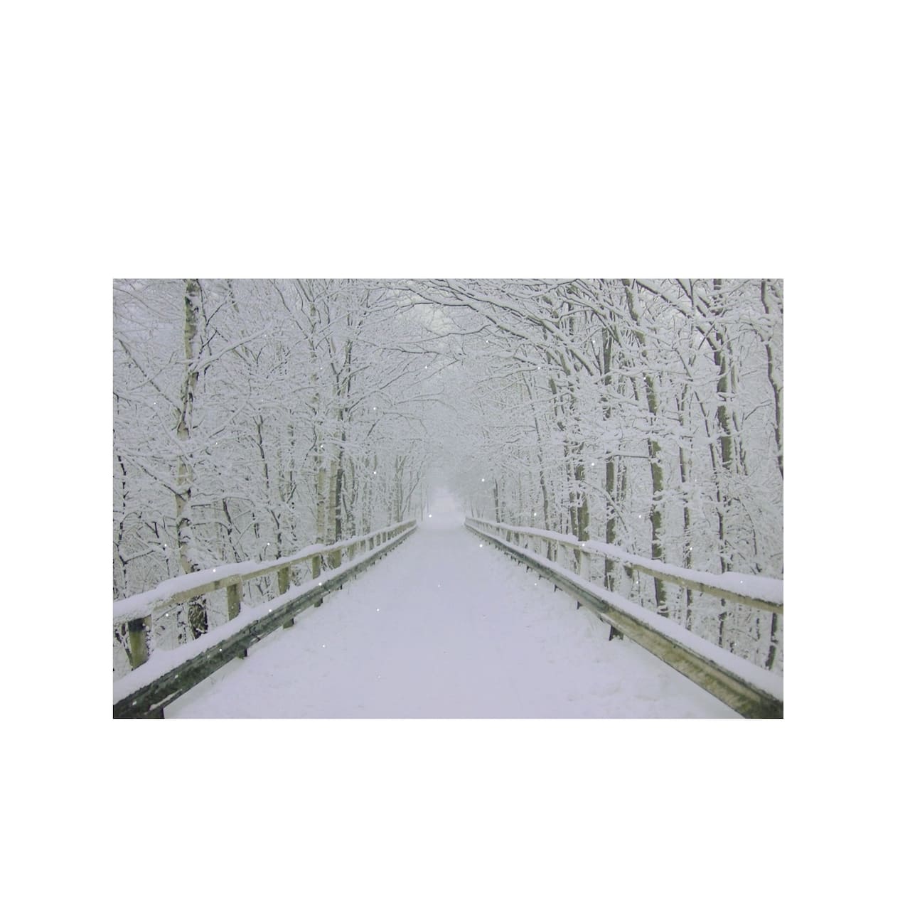 Winter Wooden Bridge Fiber Optic Lighted Canvas Wall Art